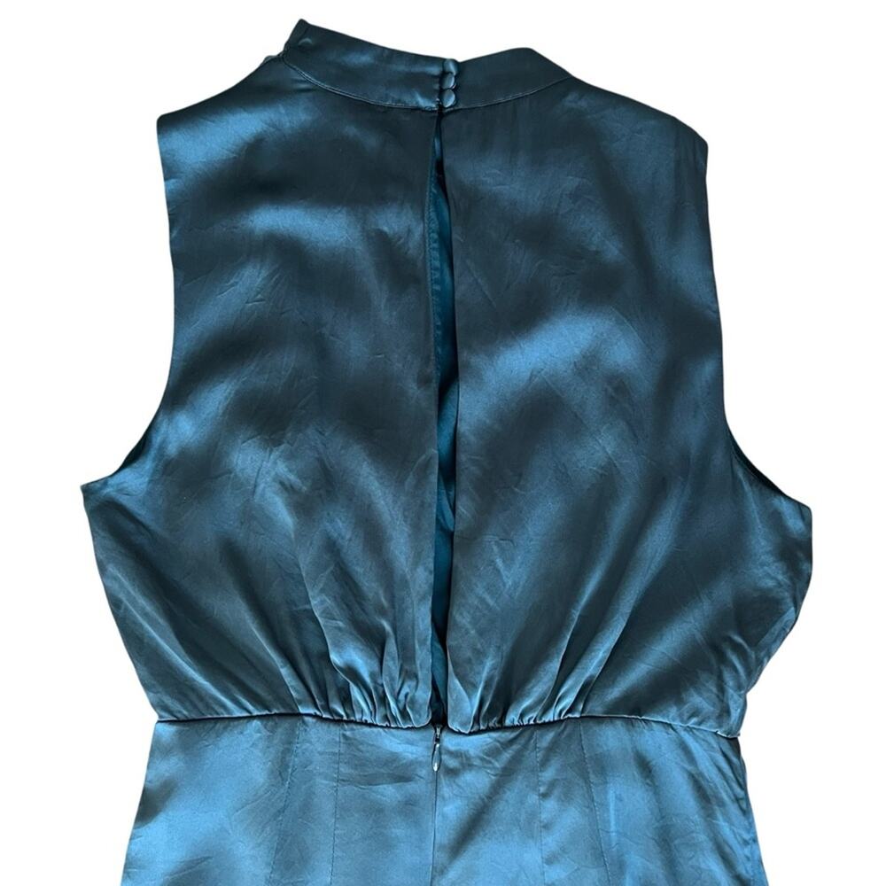 By Anthropologie Maeve Women’s Mock-Neck Draped Silk Teal Asymmetric Hem Dress 4 - Picture 7 of 12